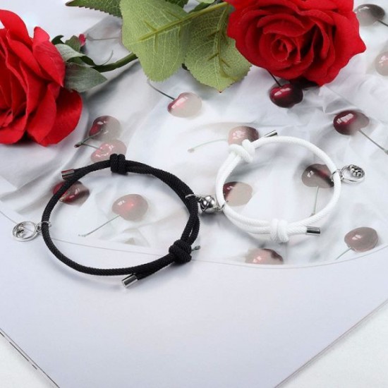 Couple Magnetic Bracelet Set Mutual Attraction Rope Braided Charm Pendants Bracelet Couple Gift Jewelry Set For Women Men Couple Magnetic Bracelet Set Mutual Attraction Rope Braided Charm Pendants Bracelet Couple Gift Jewelry Set For Women Men